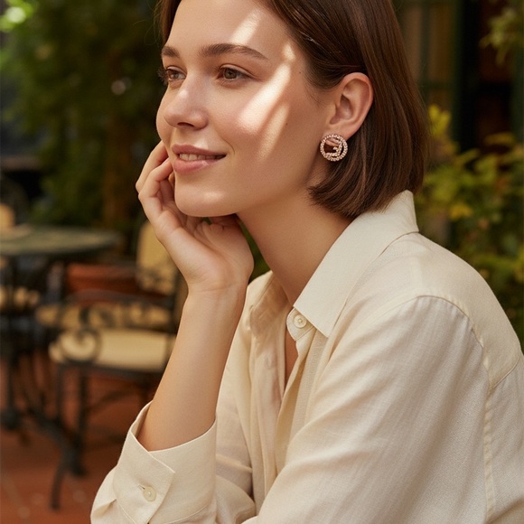 F Is For Fendi Gold and Rhinestone Earrings And Bracelet - Picture 2 of 8